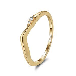 Thin Stacking Ring - Wavy Gold Ring - Minimalist Ring - Gold Ring Band-14K Gold